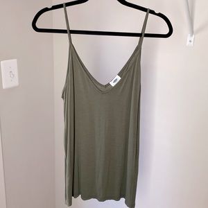 Beautiful super soft olive green v neck front and back spaghetti strap